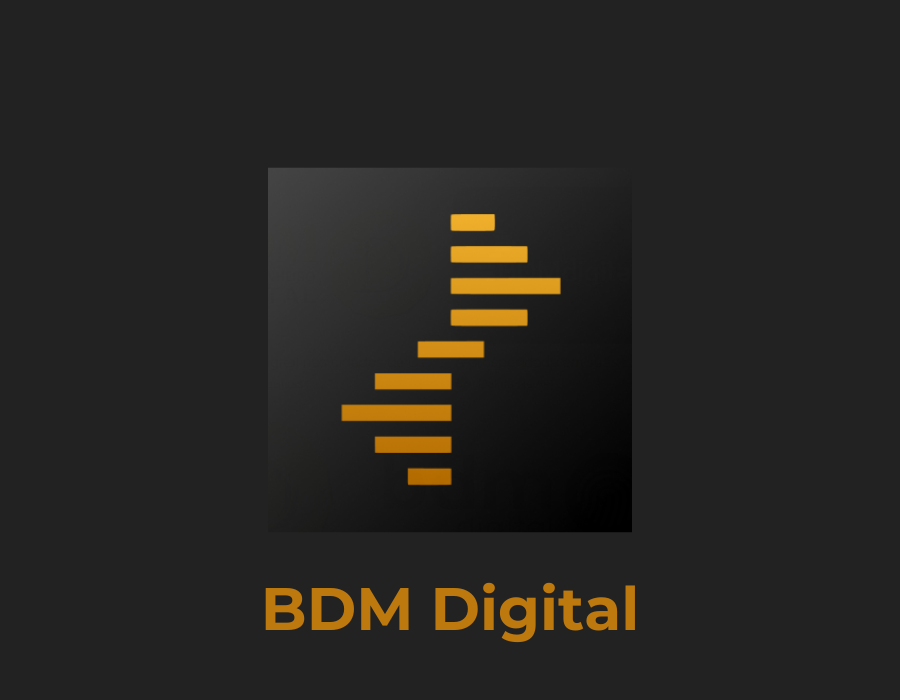 Logo do BDM Digital com fundo escuro e texto em laranja destacando o impacto na economia brasileira