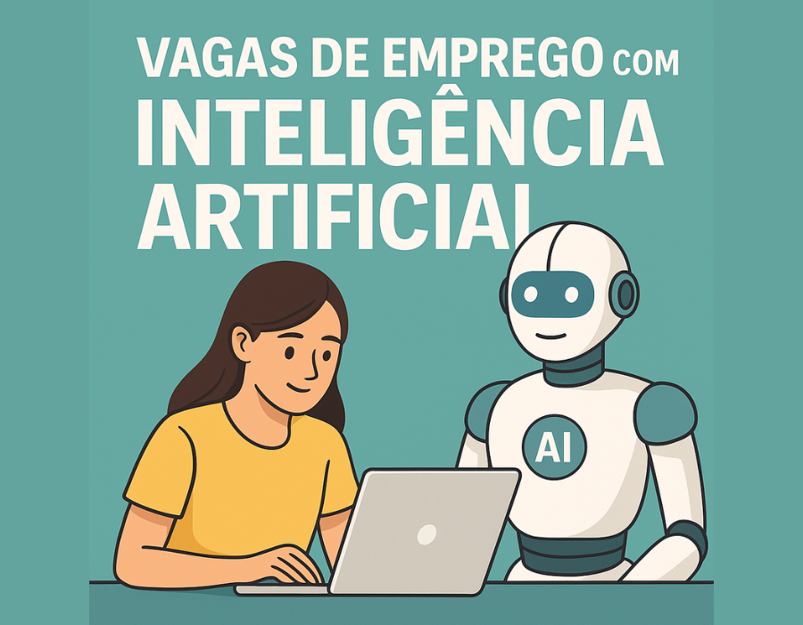 Ilustração representando o crescimento das vagas de emprego com inteligência artificial no Brasil nos últimos anos.